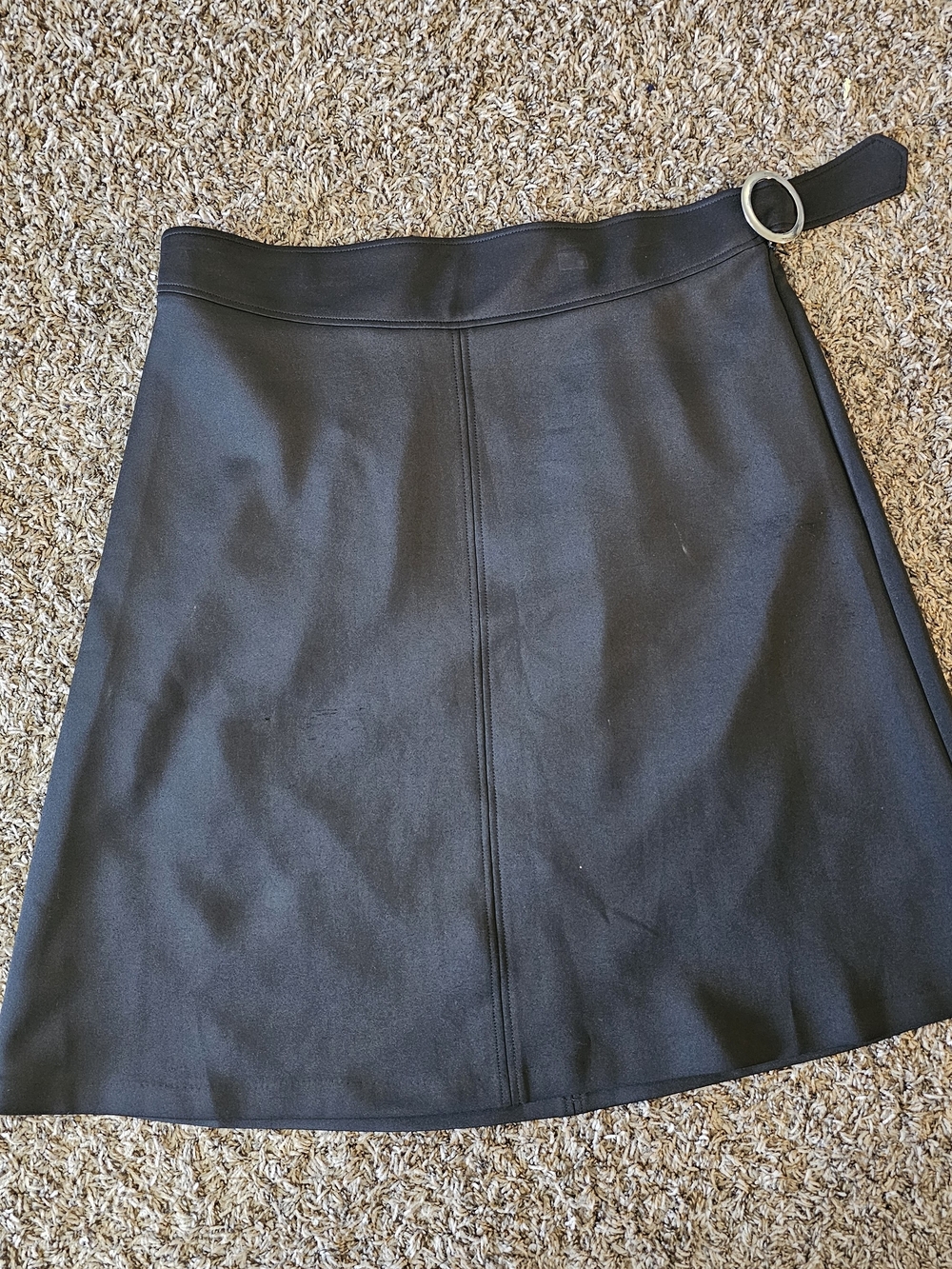 Eloquii Black Neoprene A-Line Skirt with Ring-Buckle Waist Strap